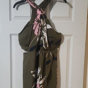 Halston Heritage Olive Floral Dress